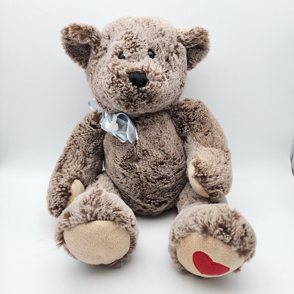 Animal Adventure Teddy Bear Stuffed Animal 12" Brown Fur Red Heart on Foot 2015